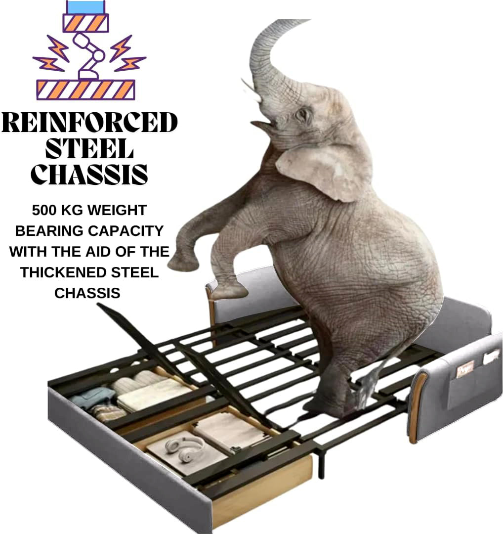 Unicorn Furniture Convertible Sofa Bed – King Size 3 Seater Pull Out Sofa Bed with Storage, Reclining Sleeper Couch, Tool-Free Assembly for Living Room & Guest Room (Glacier Grey)