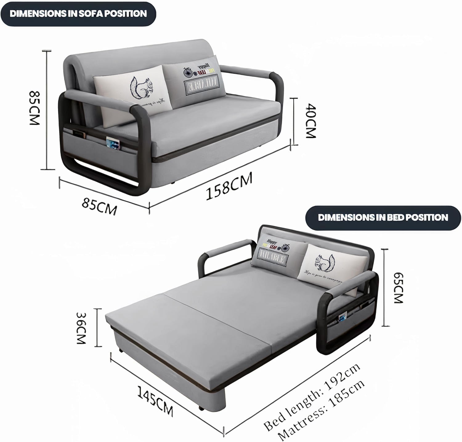 UNICORN FURNITURE Double Sofa Bed with Storage (158cm)