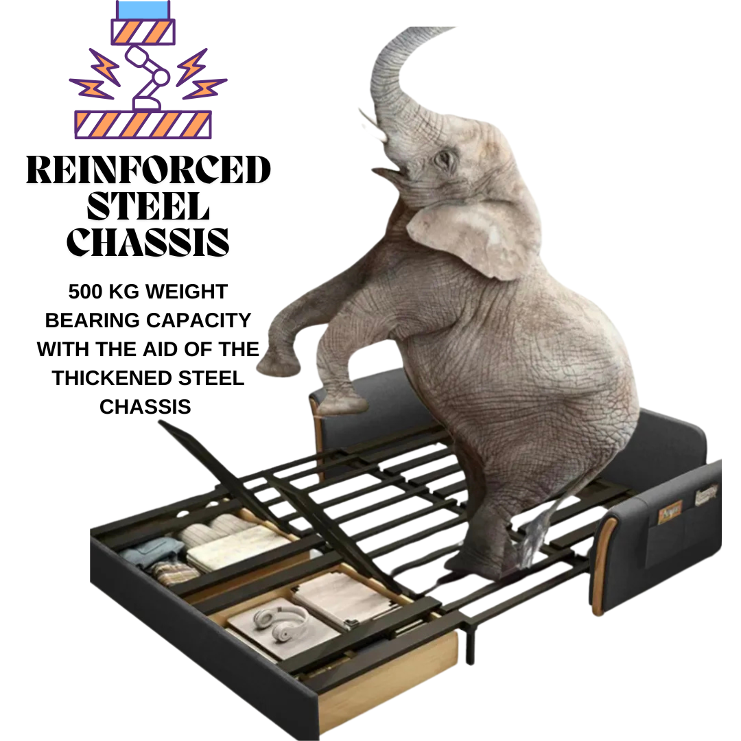 Unicorn Furniture Convertible Sofa Bed King Size Pull Out Sofabed with Storage in Cotton Fabric, Tool-Free Assembly, Modern Reclining Sleeper Couch for Living Room, Guest Room & Small Spaces (Grey)