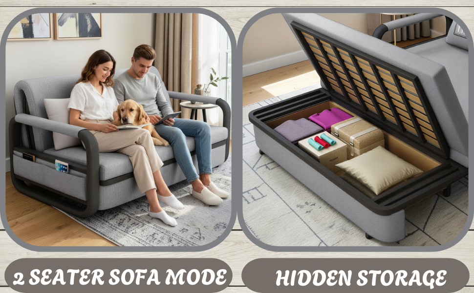 UNICORN FURNITURE Double Sofa Bed with Storage (158cm)
