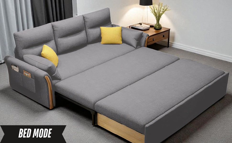 Unicorn Furniture Convertible Sofa Bed – King Size 3 Seater Pull Out Sofa Bed with Storage, Reclining Sleeper Couch, Tool-Free Assembly for Living Room & Guest Room (Glacier Grey)