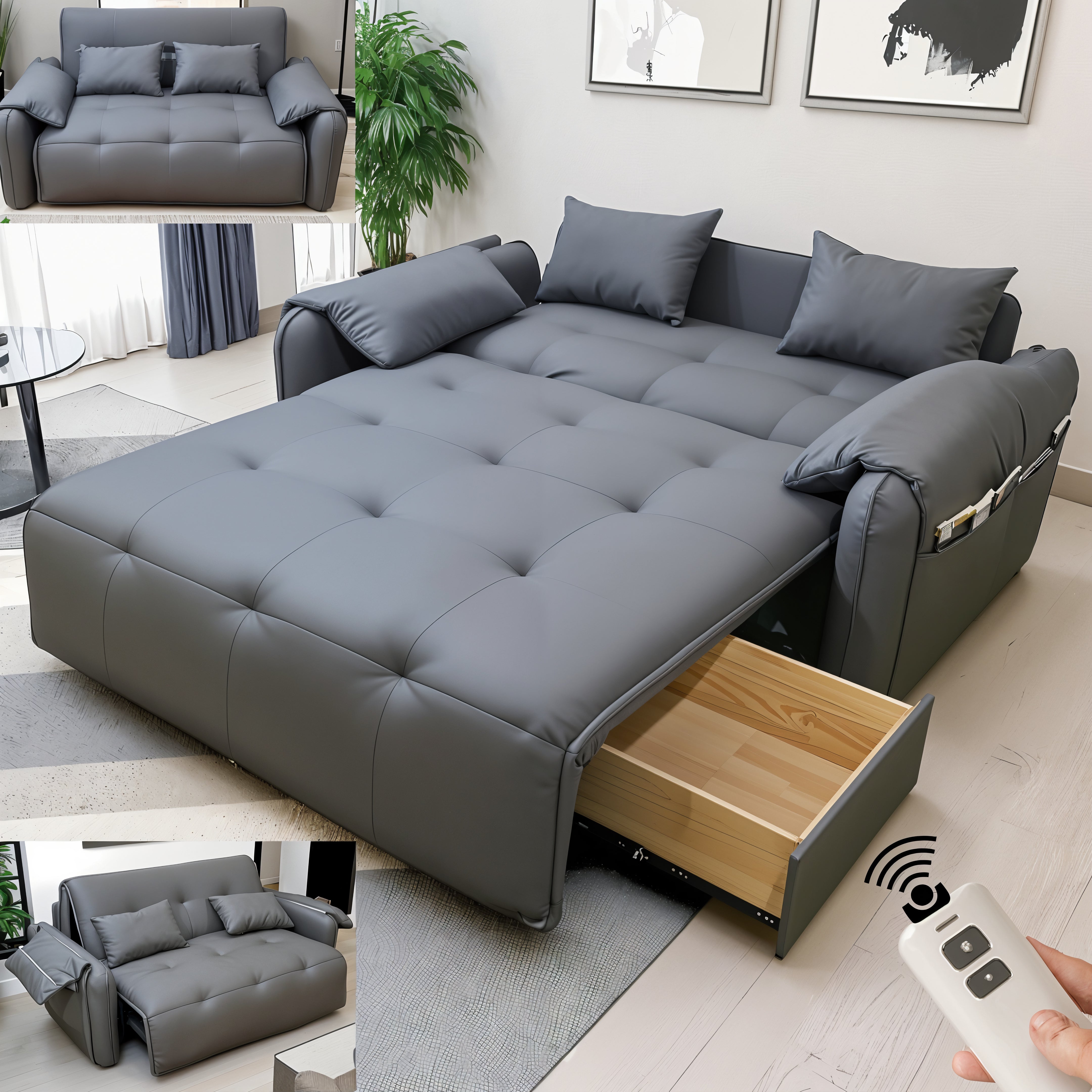 UNICORN FURNITURE Elephant Style Pull Out Sofa Bed Remote Control Recl