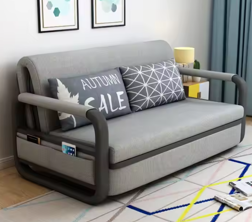 UNICORN FURNITURE Pull Out Sofa Bed with Storage – Convertible Reclining Compact Space Saving Sofabed for Small Spaces 158cm( Grey & Black)