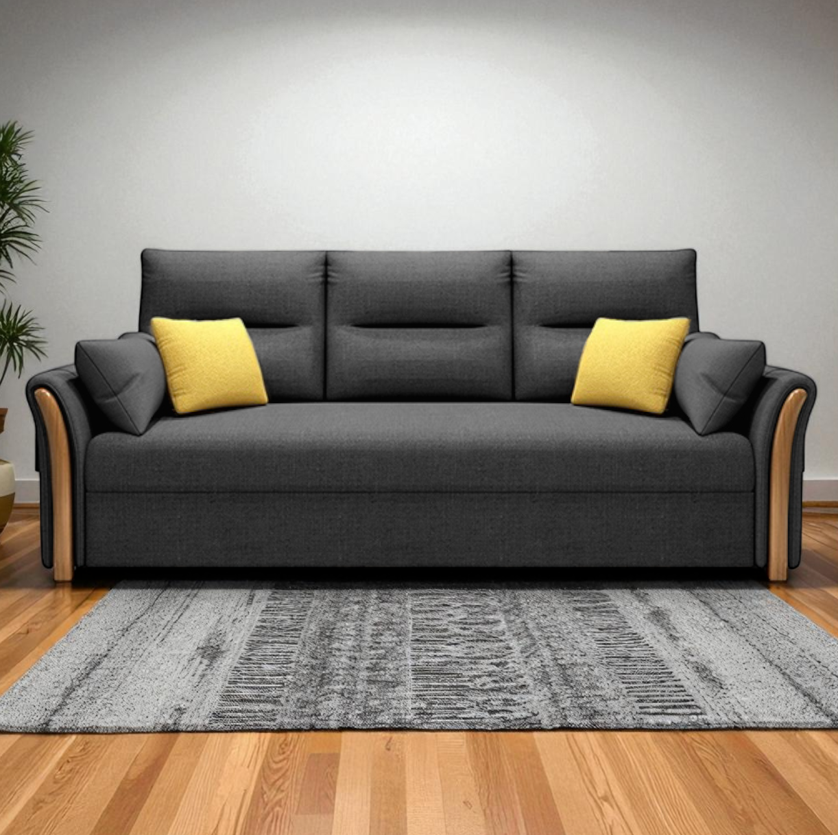 Unicorn Furniture Convertible Sofa Bed – King Size Pull Out Sofa Bed with Storage, Modern Reclining Sleeper Couch, Cotton Fabric, Tool-Free Assembly for Living Room & Guest Room (Grey)