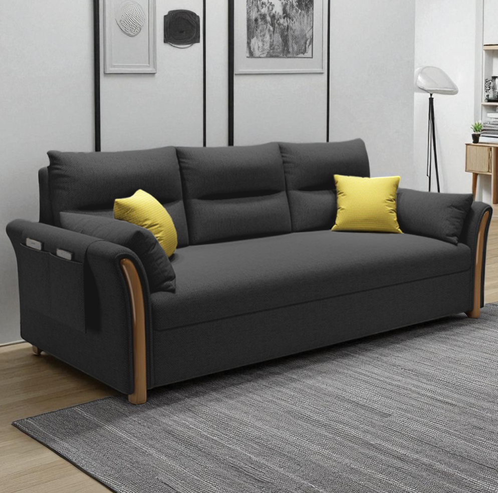 Unicorn Furniture Convertible Sofa Bed – King Size Pull Out Sofa Bed with Storage, Modern Reclining Sleeper Couch, Cotton Fabric, Tool-Free Assembly for Living Room & Guest Room (Grey)