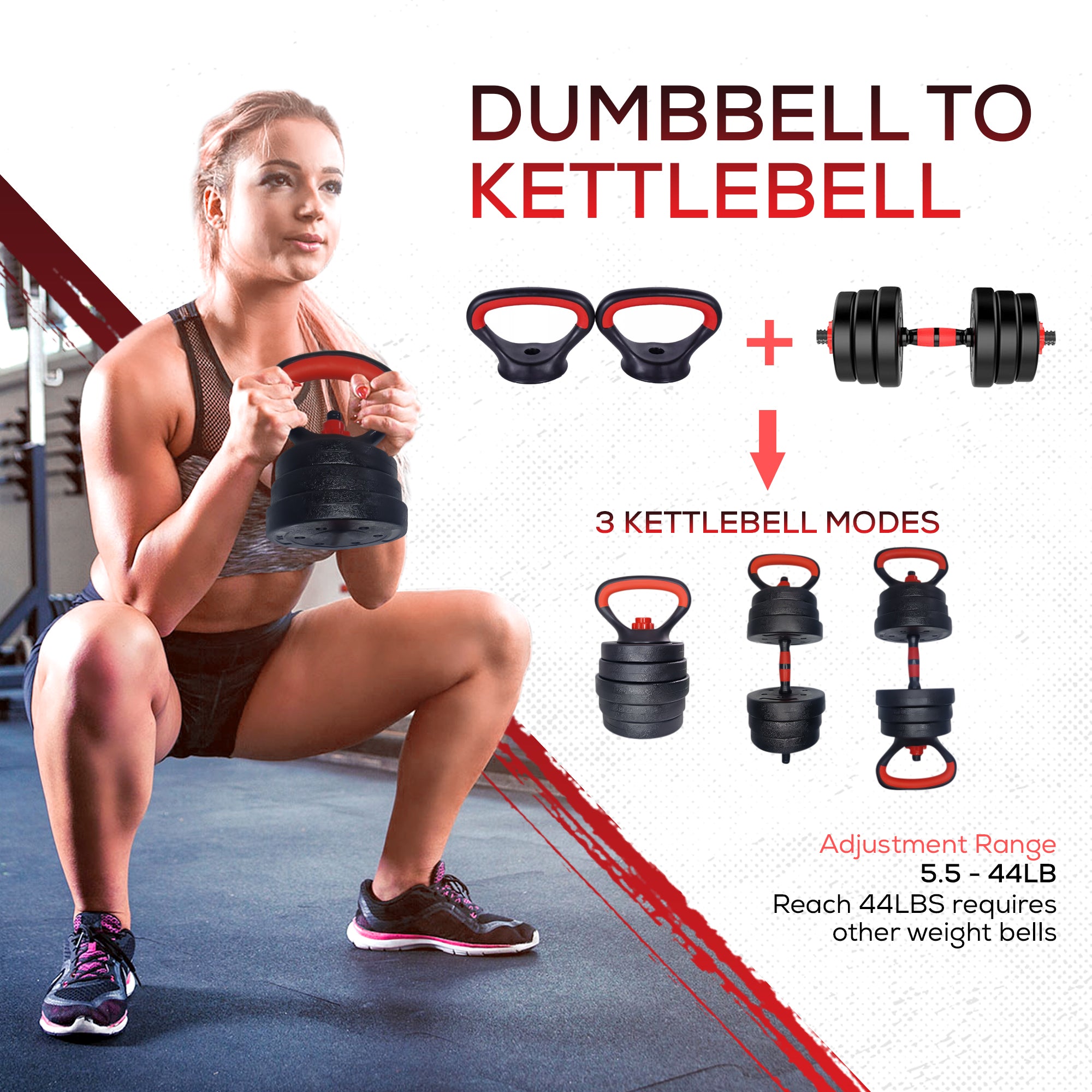 SUREPEFY 30KG Dumbbell Barbell Kettlebell Push Up Stand Weight Set in Weight Adjustable 6 in 1 Weight Lifting Set