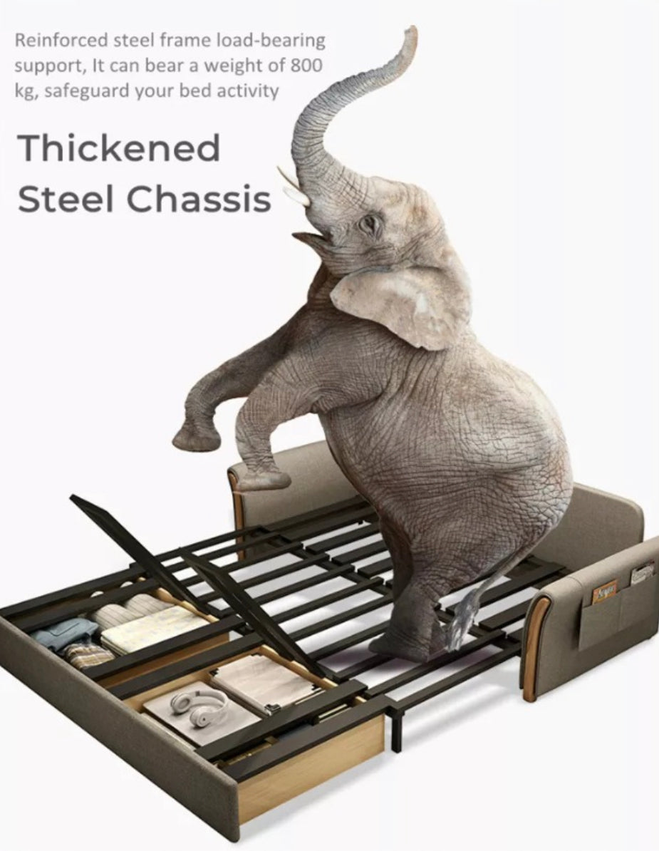 Unicorn Furniture Convertible Sofa Bed – King Size 3 Seater Pull Out Sofa Bed with Storage, Reclining Sleeper Couch, Tool-Free Assembly for Living Room & Guest Room (Beige)