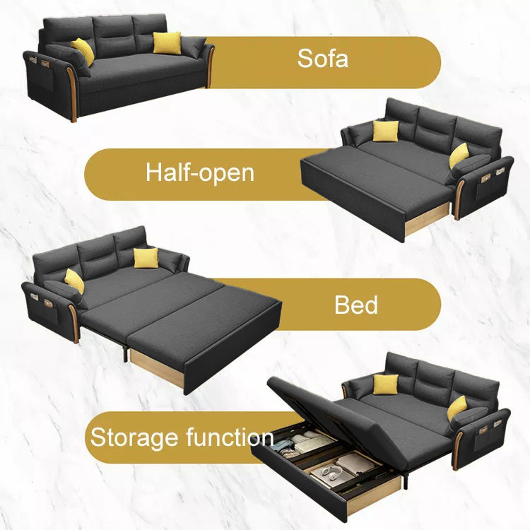 Unicorn Furniture Convertible Sofa Bed – King Size Pull Out Sofa Bed with Storage, Modern Reclining Sleeper Couch, Cotton Fabric, Tool-Free Assembly for Living Room & Guest Room (Grey)