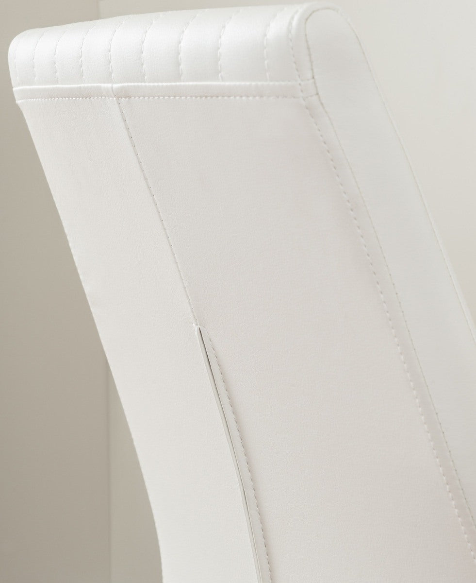 6 Seater Dining Table With Chairs - Dining Table and Chairs for 6 (Glossy Table + 6 Lorenzo Leather Chairs) White