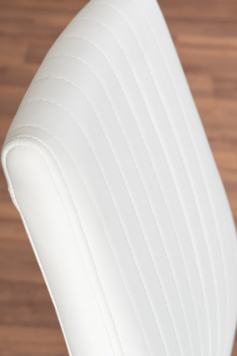 6 Seater Dining Table With Chairs - Dining Table and Chairs for 6 (Glossy Table + 6 Lorenzo Leather Chairs) White