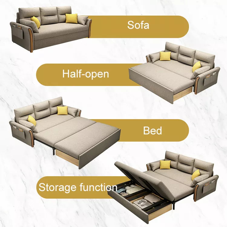 Unicorn Furniture Convertible Sofa Bed – King Size 3 Seater Pull Out Sofa Bed with Storage, Reclining Sleeper Couch, Tool-Free Assembly for Living Room & Guest Room (Beige)