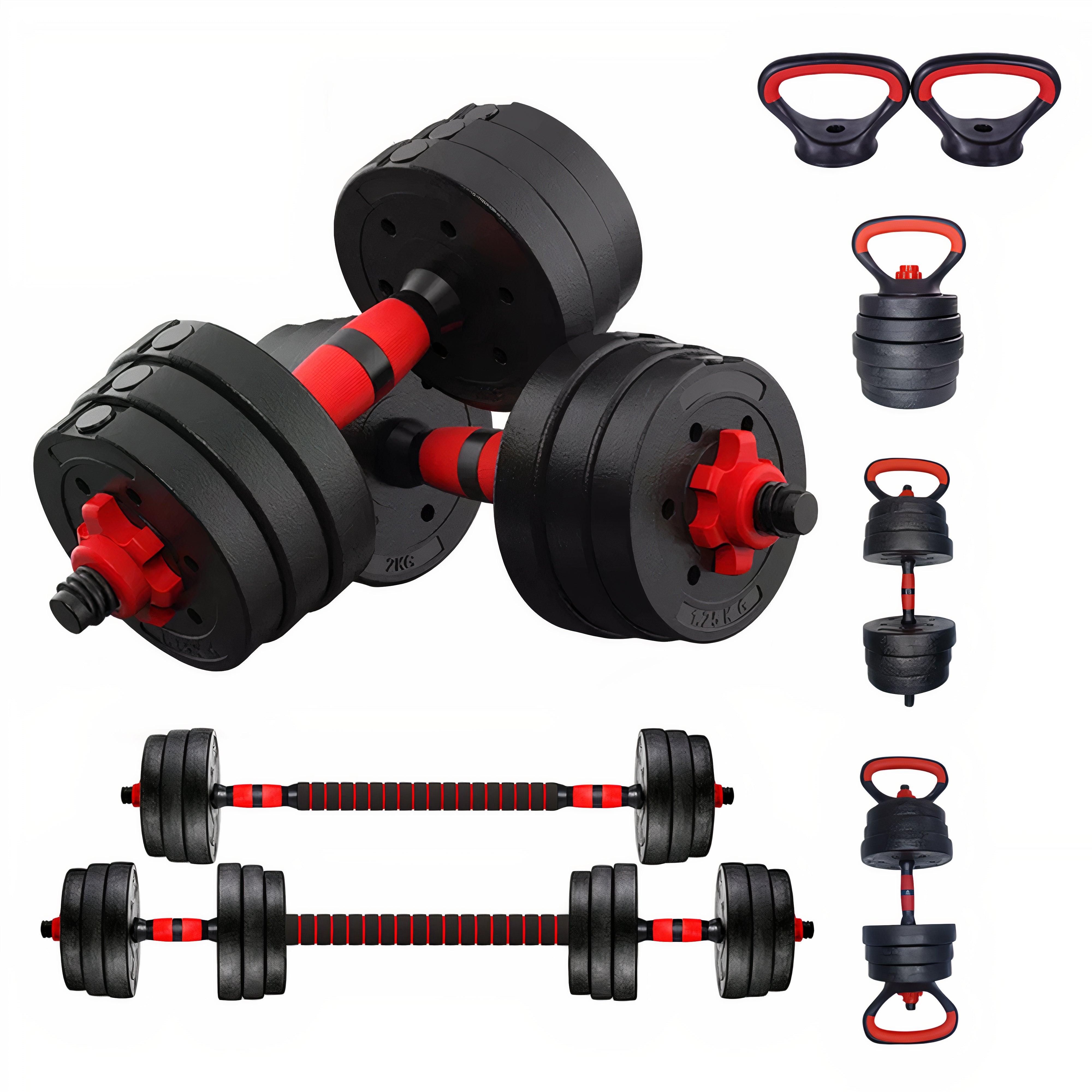 SUREPEFY 30KG Dumbbell Barbell Kettlebell Push Up Stand Weight Set in