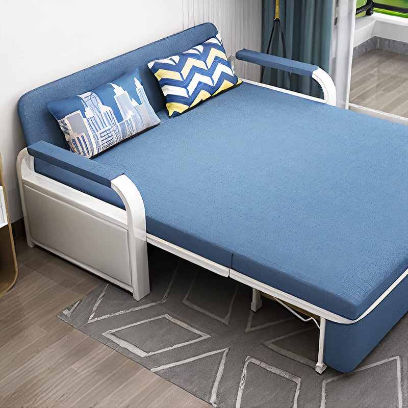 Unicorn Furniture Sofa Bed - Modern Foldable Bed Pull Out Sofa Bed with Storage Sofabed sofa cum bed in Made to Match Cushions (Blue/White)