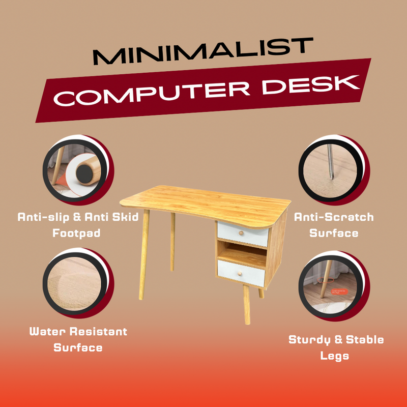 Minimalist Computer Desk with Storages Saving Workstation Home Office Laptop Desk Workstation L & W 100 x 50cm