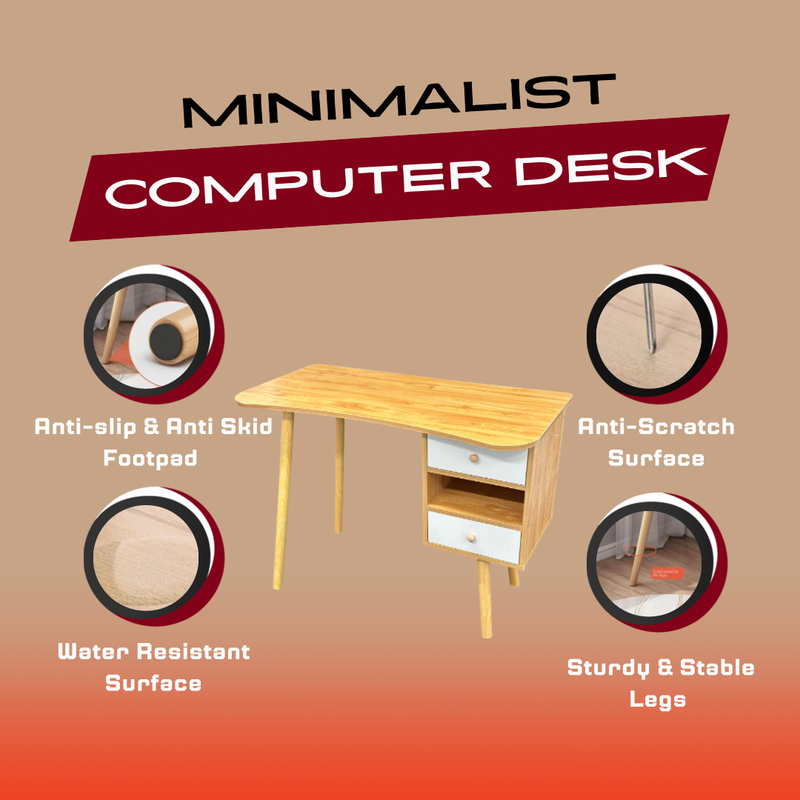 Minimalist Computer Desk with Storages Saving Workstation Home Office