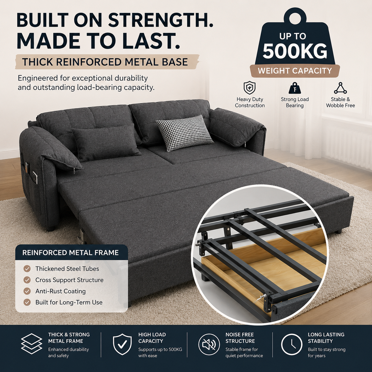 UNICORN FURNITURE Convertible Sofa Bed | Super King Pull Out Sofa Bed with Storage UK