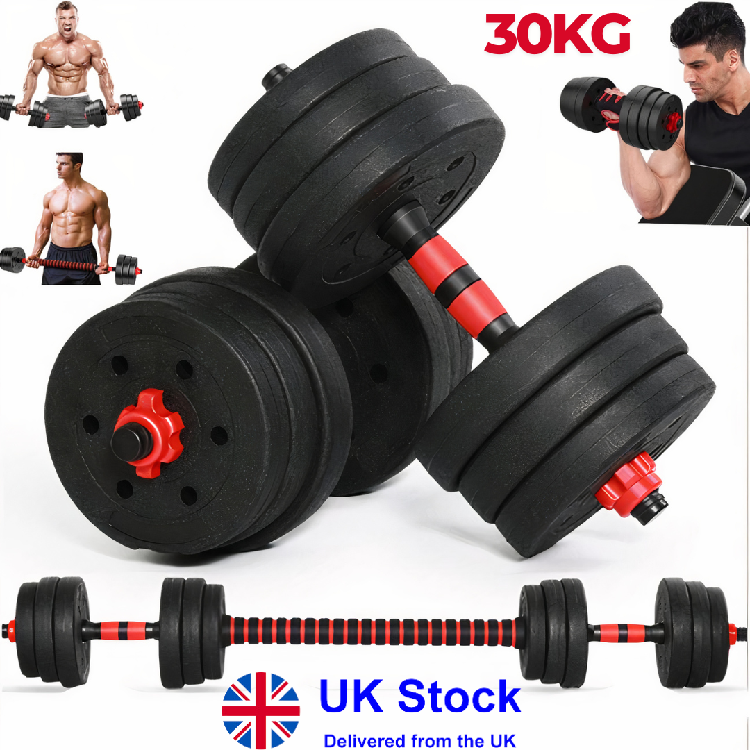 SUREPEFY 30KG Dumbbell Barbell Weight Set