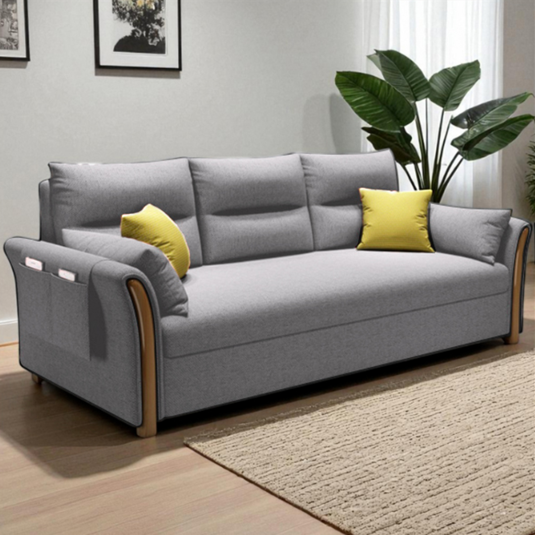 Unicorn Furniture Convertible Sofa Bed King Size Pull Out Sofa Bed with Storage in Cotton Fabric, Tool-Free Assembly, Modern Reclining Sofa Bed for Living Room, Guest Room, Small Spaces (Glacier Grey)