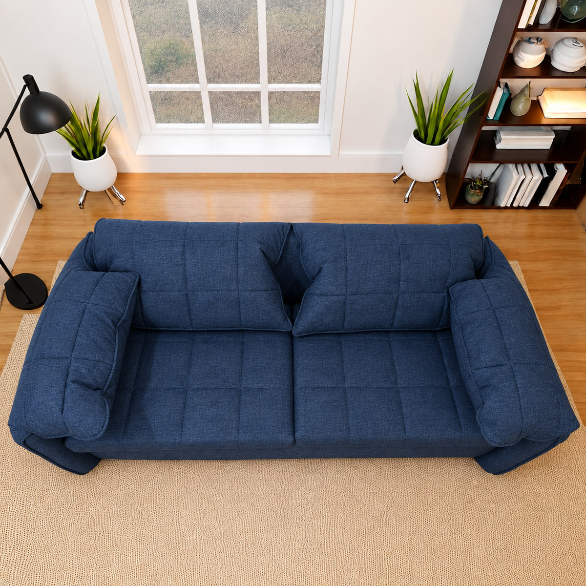UNICORN FURNITURE Convertible Sofa Bed | Super King Pull Out Sofa Bed with Storage UK (Blue)