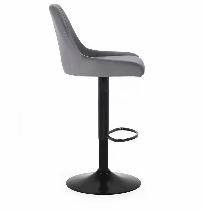 Grey Velvet Barstool Breakfast Swivel Bar Stool Chair for Kitchen, Pubs, Cafes