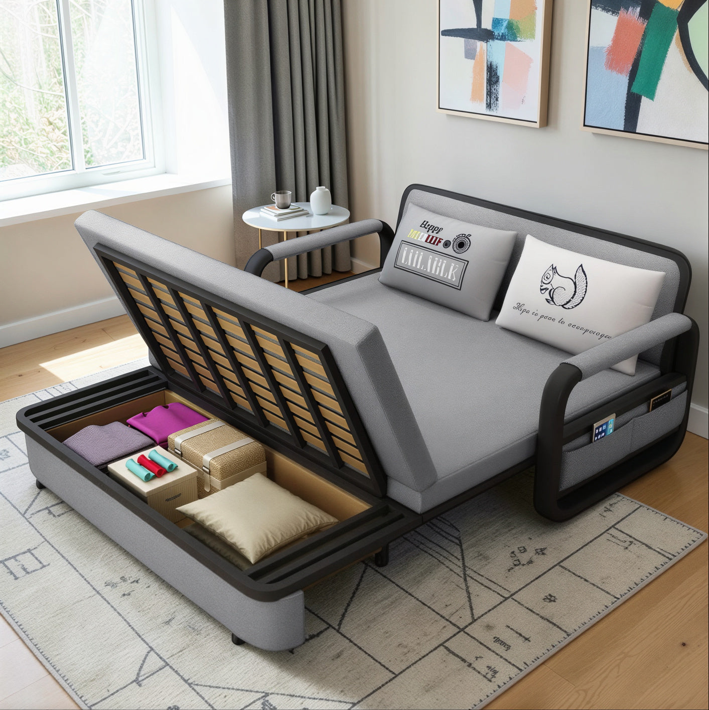 UNICORN FURNITURE Double Sofa Bed with Storage (158cm)