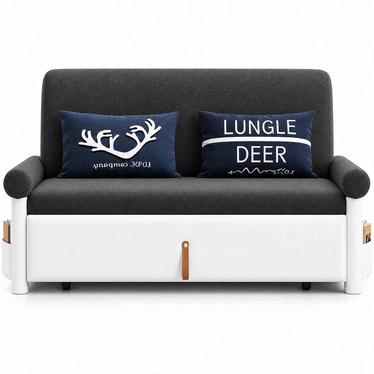 UNICORN FURNITURE Convertible Sofa Bed Double with Storage – 2 Seater Pull Out Sofa Bed, Modern Sofa Bed Double Sleeper Couch for Living Room, Guest Room & Small Spaces (Dark Grey)