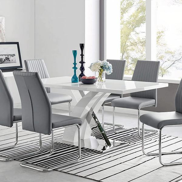 6 Seater Dining Table With Chairs Glossy Table 6 Lorenzo