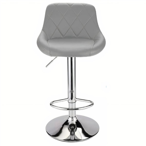 Leather Swivel Kitchen Bar Stool in Sturdy Polished Shining Chrome Footrest with height adjustable Barstool  (Grey)