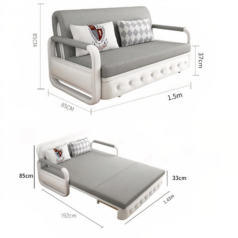 Unicorn Furniture Sofa Bed - Modern Foldable Bed Pull Out Sofa Bed with Storage Sofabed (grey fabric on white leather)