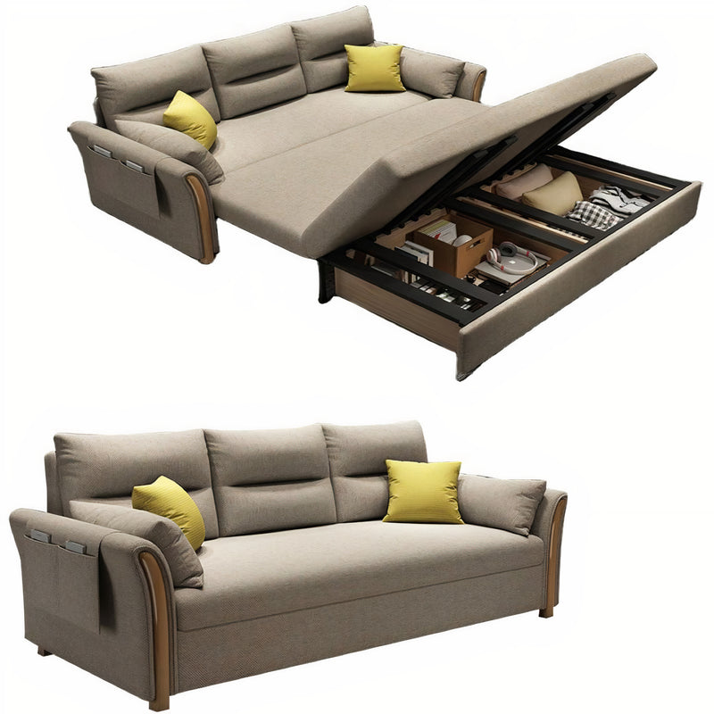 BEIGE Fabric Click-Clack Sofa Bed with Storage